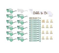 36 Pezzi Occhiali Team Bride Braccialetti Tatuaggi, Bride Occhiali a Forma di Cuore, Gadget Addio al Nubilato Sposa, Accessori per Addio al Nubilato Festa Decorazione, Verde