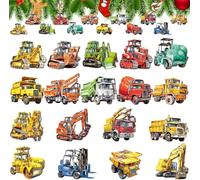 36 Pezzi Ornamenti Natalizi a Forma di Auto in Legno Pendenti Natalizi con Corde Addobbi Albero di Natale Particolari Decorazioni Natalizie per La Casa e Come Etichetta Regalo (Cantiere B)