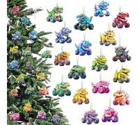 36 Pezzi Ornamenti Natalizi a Forma di Auto in Legno Pendenti Natalizi con Corde Addobbi Albero di Natale Particolari Decorazioni Natalizie per La Casa e Come Etichetta Regalo (Dinosauro)
