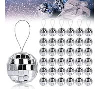 36 Pezzi Palla da Discoteca 3cm Argento Mirrorball Specchio per Feste, Matrimoni, Alberi di Natale e Bar