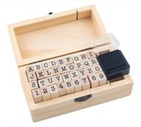 36 pezzi piccoli timbri in gomma di legno con lettere dell'alfabeto