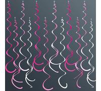 36 pezzi rosa appeso girelle decorazioni Ombre rosa bianco feltro girella streamer spirale decorazione soffitto per compleanno addio al nubilato matrimonio doccia fidanzamento rosa ragazza ragazza hen