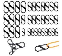 36 Pezzi S Moschettone Nero,Moschettone Mini Doppia Molla Portachiavi Clip per Famiglia Escursionismo all'aperto Pesca Campeggio (32/40/50 mm,Nero)