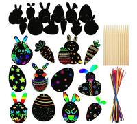 36 Pezzi Scratch di Pasqua, Uovo di Pasqua Scratch Carta Fai da Te, Scratch Art, Carta Gratta e Vinci di Pasqua Arcobaleno, per Ragazze, Ragazzi, Regali, Feste