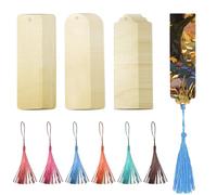 36 Pezzi Segnalibri in Legno Bianco Fai Da Te, Segnalibro Vuoto Rettangolare, Etichette da Appendere in Legno, con 36pz Nappe Colorate, per L'artigianato,Regali per Feste,Libri(12 * 3.2cm )
