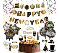36 Pezzi Set di Decorazioni per Capodanno, Decorazioni Capodanno 2026, Set di deco-razioni per feste di Capo-danno, Happy New Year Deko 2026, Festone Buon Anno Happy New Year, per qualsiasi Festa