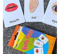 36 pezzi/set Schede per l'apprendimento precoce di parole inglesi per neonati e bambini, inclusi colori, tempo, forme, animali, frutta, verdura, parti del viso, cibi, flashcard colorate come strumento
