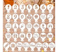 36 Pezzi Stampini per Biscotti, 36 Stili Riutilizzabili Happy Stencil per Torta di Compleanno Modelli per Biscotti Cottura al Forno Pittura Dessert Decorazione Fai Da Te Artigianato d'Arte