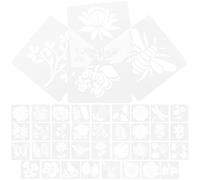 36 Pezzi Stencil da Disegno Floreale e Piante per Principianti | PET e Pp, Design Traforato Riutilizzabile, per Vetri, Biglietti Augurali e Aula