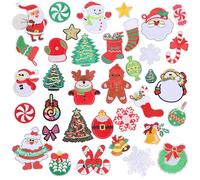 36 Pezzi Toppe Natalizie Termoadesive In Tessuto, Toppe Ricamate Termoadesive Fiocchi Neve Natalizi, Pupazzi Neve Calzini, Toppe Di Babbo Natale Per Vestiti Cappelli Jeans Fai Da Te