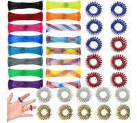 36 Pezzi Tubo in Rete Intrecciata in Marmo Kit, 16 Giocattoli Sensoriali con 20 Anelli Massaggiatori, Giocattoli Antistress per Bambini Adulti
