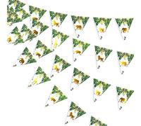 36 piedi oro e verde giungla safari bandierine decorazioni a triangolo di carta bandierine ghirlanda per zoo a tema baby shower primo compleanno ragazzi ragazze Wild One hawaiano decorazioni per feste