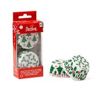 36 Pirottini in carta con Alberi di Natale e Agrifoglio per muffin Decora Ø5 cm