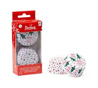 DECORA, 0339872 Pirottini per Muffin, Comodissimi per Cuocere, Presentare e Regalare Muffin, Resistente fino a 220°, Made in Italy, Fantasia Albero di Natale e Stelle, Confezione da 36