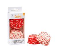 Decora, 0339834 Pirottini Love, da 50 X 32 mm, per Cuocere, Presentare e Regalare Muffin e Dolcetti, In Carta da Forno, Resistono fino a 180°C, In comodo Blister, Made in Italy