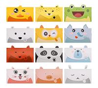 36 Pz biglietti di auguri compleanno Biglietti di Ringraziamento Animali Biglietti d'invito per feste Biglietti di auguri bambina Carta da Lettere con Animali Biglietti di Auguri Animali Carte di nota