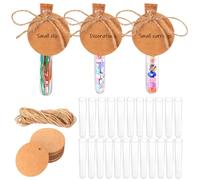 36 Pz Provette di Plastica con Tappo Sughero, Provette Portaconfetti Plastica Trasparente per Fiori Caramelle Laboratorio Feste Artigianato Fai Da Te, con 36 Etichette in Carta e Corda di Canapa