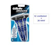 36 pz rasoio usa e getta MACH3 GILLETTE (12 confezioni da 3 pz)