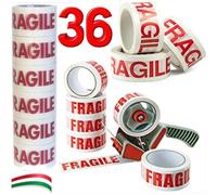 36 ROTOLi DI NASTRO ADESIVO FRAGILE 48X66