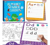 36 Schede per Esercitarsi nella Scrittura, Alfabeto e Numeri, Flashcard Tracciabili Cancellabili e Riutilizzabili, Schede da Colorare Doppio Lato, Giocattolo Montessori per l'Apprendimento Precoce