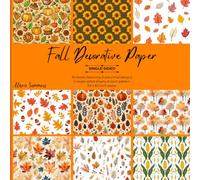 36 Sheets Fall-Themed Decorative Paper Pad for Scrapbooking: 9 Single-Sided Autumn Designs 8.5" x 8.5" for Journalling, Card Making, Origami & Other Crafts