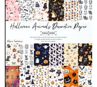 36 Sheets Halloween Animal-Themed Decorative Paper Pad for Scrapbooking: 18 Single-Sided Pages 8.5" x 8.5" for Journalling, Card Making, Origami & Other Crafts