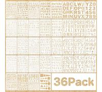 36 stencil a forma di lettere dell'alfabeto riutilizzabili per pittura | 1/2,3/4,1,5/4,2 pollici, stencil lettere, modelli geometrici in plastica, scrapbooking, progetti artistici muri, diario
