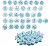 36 tagliapasta a forma di lettere per fondente, con 1 pennello in silicone blu, numeri fondente, accessori per la cottura, set di espulsori per biscotti e marzapane