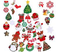 36 toppe ricamate termoadesive natalizie, da cucire, per lavori artigianali, abbigliamento, decorazioni e regali di Natale fai da te