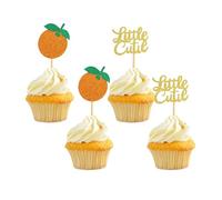 36 topper per cupcake Little Cutie arancioni glitterati per torte, decorazione per torte a tema frutta estiva festa di compleanno forniture per baby shower