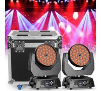 36 x 10 W RGBW Moving Head LED DJ Luci con Flight Case 4 in 1 Zoom Beam Wash Effetto Disco Light dmx512 Illuminazione palcoscenico per Natale, feste, club, concerti, matrimoni