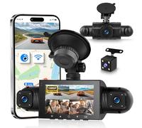 360° 4 Canali WIFI Dashcam Auto, 4 Telecamera HD 1080P Anteriore e Posteriore Sinistra Destra, 3" IPS WiFi Dash Cam 8 IR Visione Notturna, WDR/Controllo APP/G-Sensore/Loop Video/24H Parcheggio Monitor