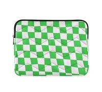 360 Borsa termica protettiva per computer da 33-14 pollici trapuntata borsa per laptop da viaggio per uomo donna - Plaid a scacchi verde chiaro e bianco L