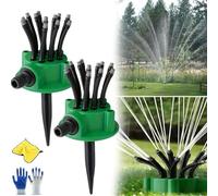 360° Coverage Precision Garden Irrigation Sprinkler, Automatic Multi Garden Lawn Sprinklers with 12 Nozzle Precision, Adjustable Flex Design Watering Gardening Tools for Yard and Grass (2PCS)