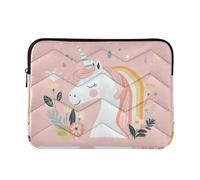 360 Custodia protettiva di classe per laptop 13-14 in custodia trapuntata con cerniera per adulti unisex - Pastello arcobaleno unicorno sognante L