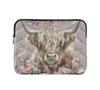360 Custodia protettiva elegante per computer 33-14 in borsa da trasporto per computer trapuntata per viaggi d'affari-Boho floreale scozzese mucca pesca L