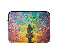 360 Custodia protettiva elegante per laptop 13-14 pollici custodia trapuntata con cerniera per lavoro e viaggi, cuori colorati arcobaleno L