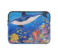 360 Custodia protettiva per laptop 13-14 in custodia trapuntata con cerniera per lavoro e viaggio-alcuni delfini marini blu M