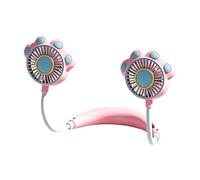 360 Degree Around The Neck Fan Features A Cartoon Cat Paw Design. The Mini