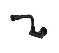 360 Degree Rotating Black Wall Mounted Single Cold Water Mixer Solid Brass Kitchen Sink Basin Fauce