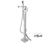 360-degree Rotating Large-Flow Waterfall Bathtub Faucet Hot And Cold Mixed Water Dual-Control Bathtub Faucet Shower Set Wall Water Connection (Chrome)