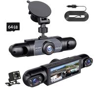360° Full View Car Dashcam System, 4 Channel Dash Cam for Cars, 1080P HD Dash Camera with Night Vision, G-Sensor, Parking Mode & Loop Recording, Built-in Wi-Fi to Connect Phone (64 GB)