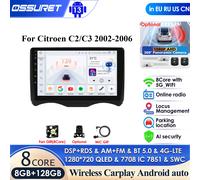 360 Macchina Fotografica Carplay 4G 2Din Android 13 Autoradio per Citroen C2 2002 - 2006 C3 Multimedia Video GPS DSP AI Lettore Intelligente RDS