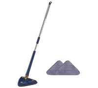 360°Mocio per la pulizia regolabile girevole, Mocio triangolare per la pulizia con spremitura automatica dell'acqua, mocio telescopico per la pulizia di pareti, soffitti, finestre e battiscopa (Bleu)
