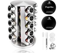 360 ° Organizer portaspezie girevole a 5 livelli con vasetti da 20x100 ml ed etichette tedesche | Portaoggetti da cucina salvaspazio per spezie