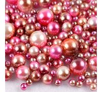 360 Perline di Plastica Rotonde 3-10 mm Senza Fori - Accessori Fai Da Te per Decorazioni Matrimoni, Battesimi, Feste, Vasi, Tavolo - Rosso Rosa Scuro