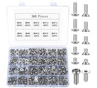 360 Pezzi Kit Assortimento Viti a Testa Esagonale, M5 Brugola Incassato, Svasata, Piatta - Argento, 4mm/6mm/8mm/10mm/12mm
