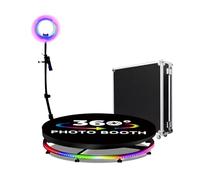 360 Photo Booth con luce ad anello, regolazione del logo, machine, software app, telecomando automatico a 360 gradi per 4-5 persone in piedi (80 cm)