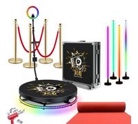 360 Photo Booth Immagine Selfie Magic Cabina video automatica con luci LED RGB da 1,2 m Stanchion Messaggi coda per la festa 100cm
