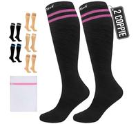 360 Relief Calze Compressione Graduata Classe 1 Donna e Uomo - 15-20 mmHg Gambaletti Compressione per Aereo, Circolazione, Infermiera, Running, Sports - Calzini Compressione S/M Nero